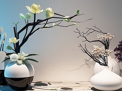 新中式花艺装饰品3d模型