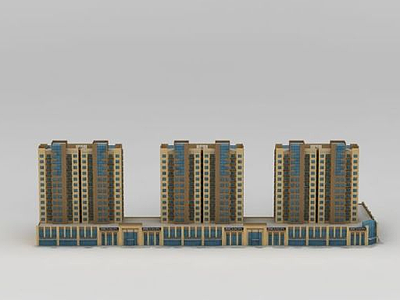 3d现代小区住宅楼模型