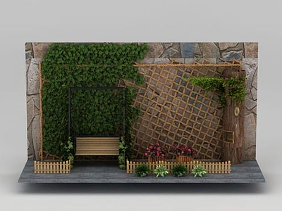 3d庭院休闲植物小景模型