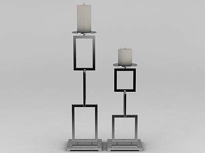 3d简约金属烛台模型