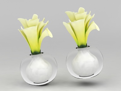 3d迷你玻璃瓶花卉免费模型