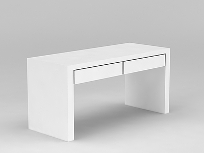 3d白色简约书桌免费模型