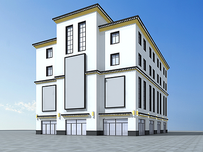 3d藏式商场建筑模型