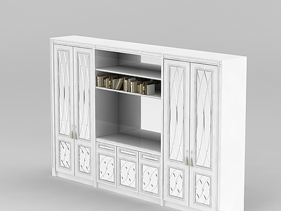 书柜衣柜一体模型3d模型