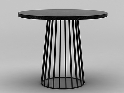 3d田园风实木圆桌免费模型