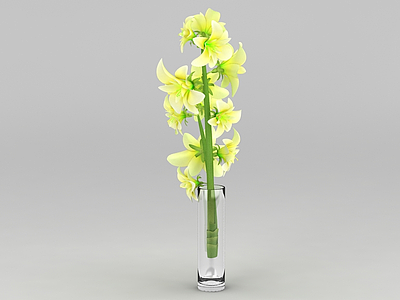 黄色玻璃杯装饰花模型3d模型
