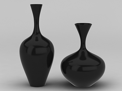 3d黑色陶艺花瓶免费模型