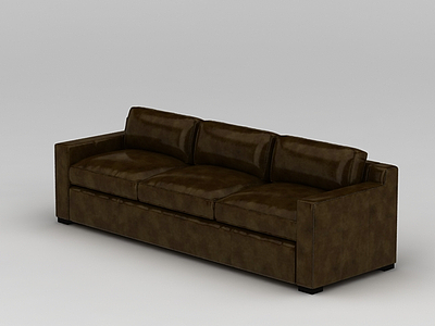 3d咖啡色皮艺多人沙发免费模型