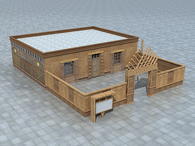 3d新疆木质民居模型