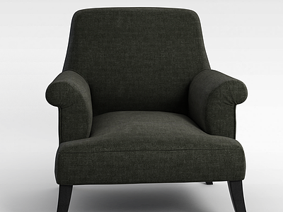 墨绿色布艺沙发椅模型3d模型