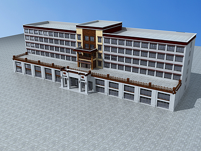 3d藏式酒店模型