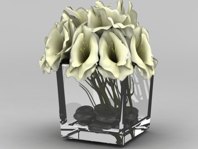 玻璃杯花模型3d模型