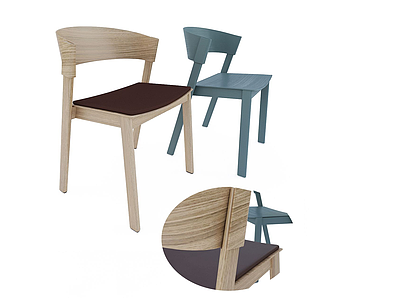 北欧简约素色休闲单椅模型3d模型