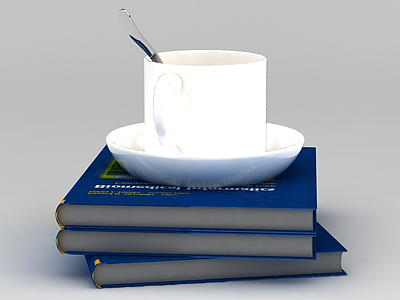 咖啡杯和书模型