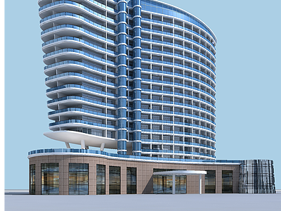 3d现代五星级酒店饭店模型