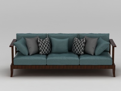 木质软垫长沙发模型3d模型
