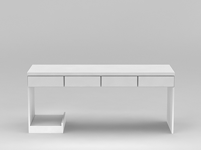白色实木书桌模型3d模型