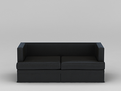 3d黑色双人皮革沙发免费模型