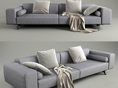 3d低调灰色双人沙发模型