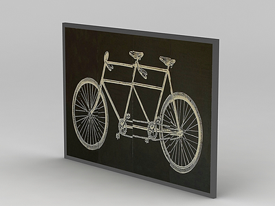 3d时尚墙壁自行车挂画免费模型