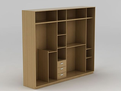 卧室实木衣柜3d模型
