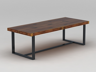 3d中式木质长桌子模型