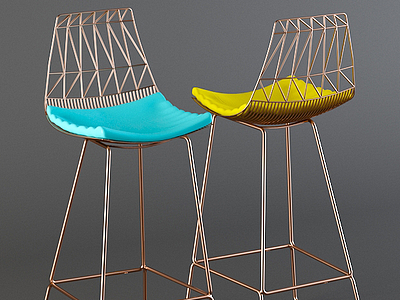 现代时尚铁艺吧椅模型3d模型