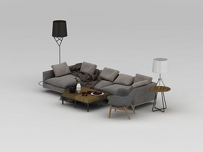 北欧布艺沙发茶几模型3d模型