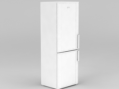 白色双门旧冰箱模型3d模型