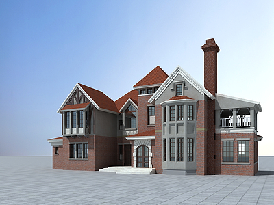 3d欧式二层别墅模型