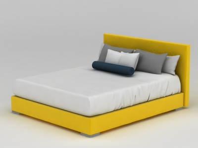 3d时尚黄色双人床免费模型