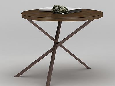 3d实木休闲小圆桌模型