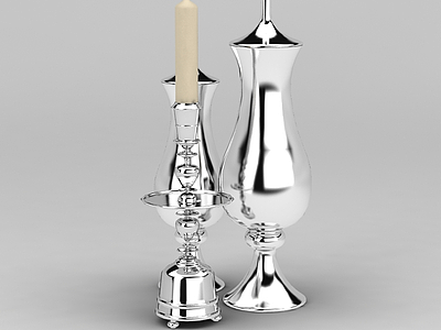 3d欧式不锈钢烛台酒壶免费模型