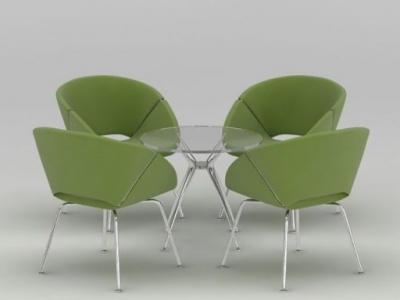 3d休息室绿色桌椅模型