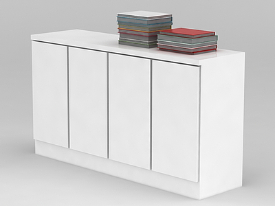 3d白色柜子和书免费模型