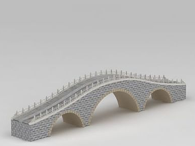3d三孔石拱桥模型