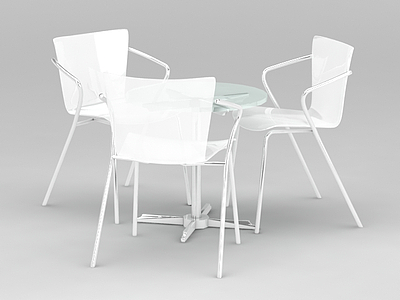 3d室外白色休闲桌椅模型