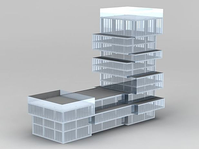 3d玻璃办公楼模型