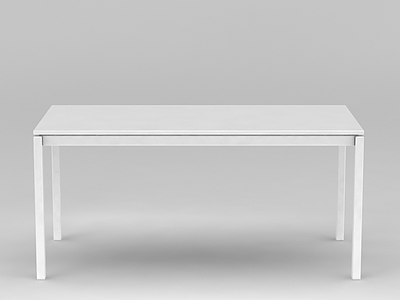 白色简约长方形桌子模型3d模型