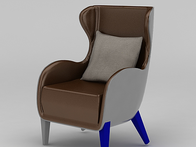咖啡色高背沙发椅模型3d模型