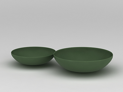 3d绿色碗碟免费模型