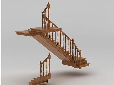 3d别墅实木楼梯模型