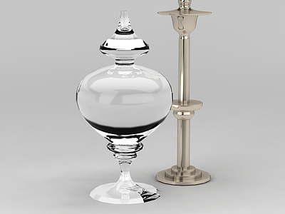 现代烛台工艺玻璃装饰品模型3d模型