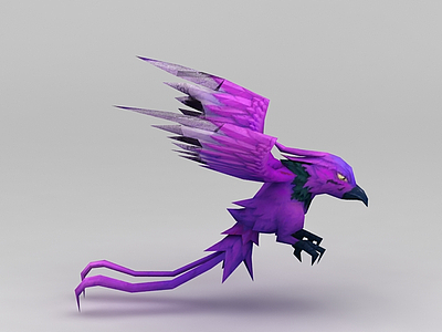 3d魔兽紫色飞鸟模型