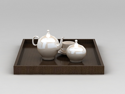 3d陶瓷茶具<font class='myIsRed'>托盘</font>模型