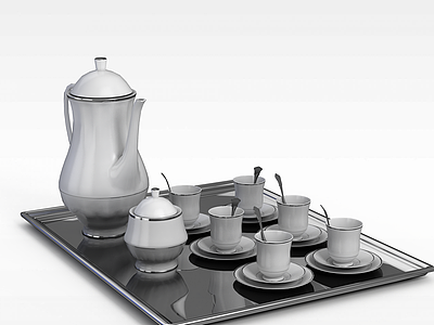 3d白色陶瓷茶具模型