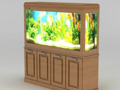 3d实木鱼缸柜模型