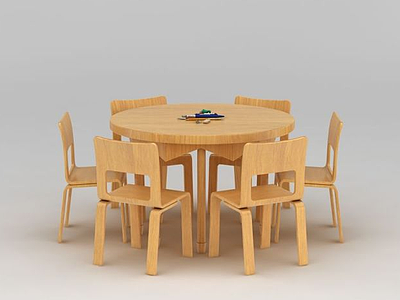 3d幼儿园实木桌椅模型