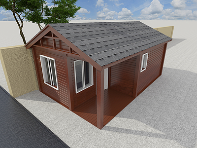 门卫室木屋模型3d模型