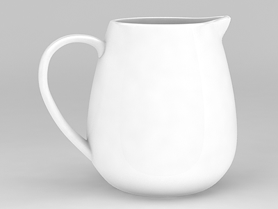 圆润纯白陶瓷茶壶模型3d模型